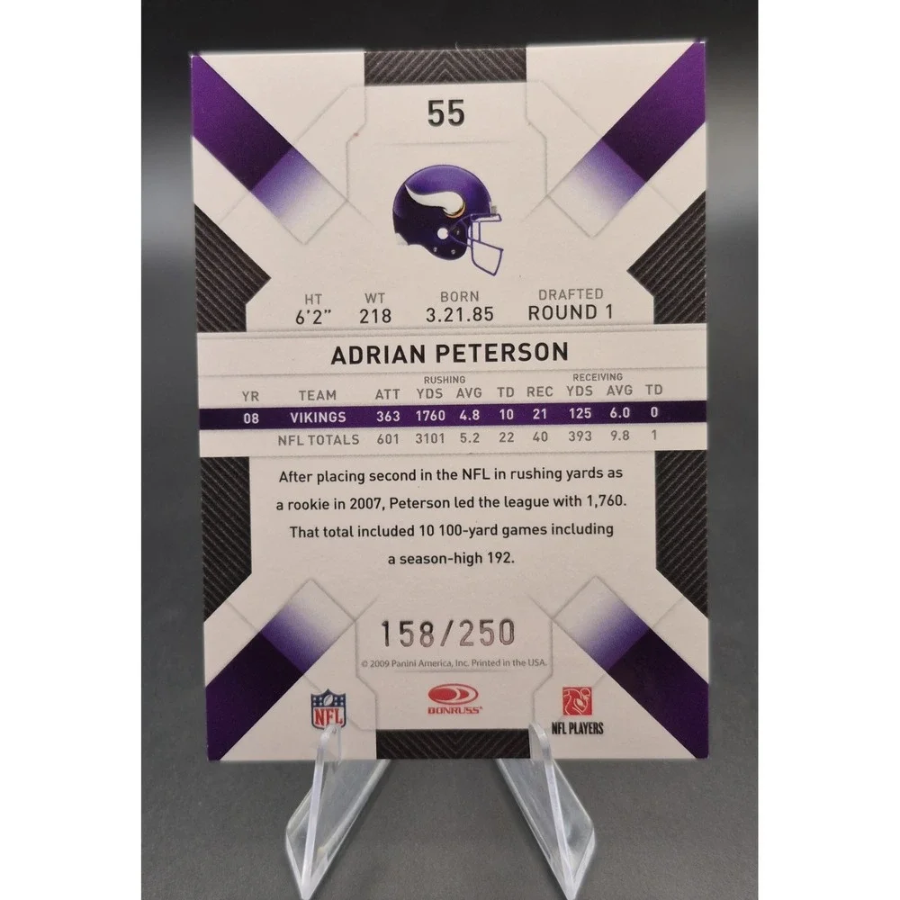 2009 Donruss Threads Century Proof Adrian Peterson #55 Silver /250 Vikings